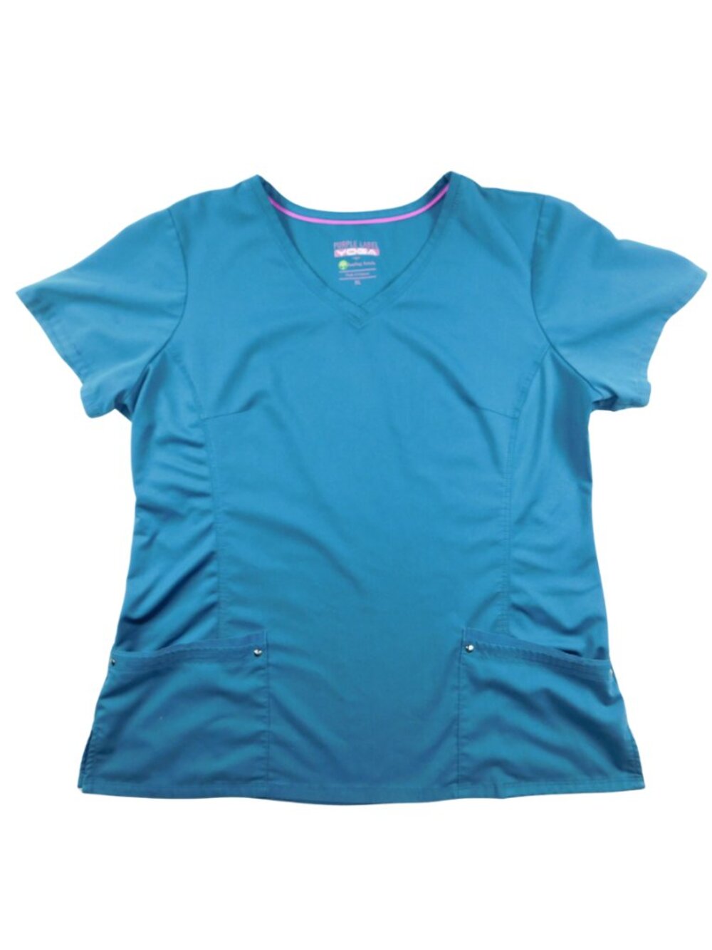 Healing Hands Purple Label Yoga V-Neck Scrub Top Teal XL